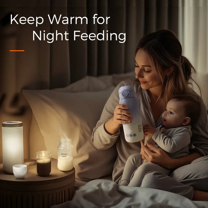 Portable Bottle Warmer for Travel, Dual Heating Modes for Breastmilk & Water On The Go,